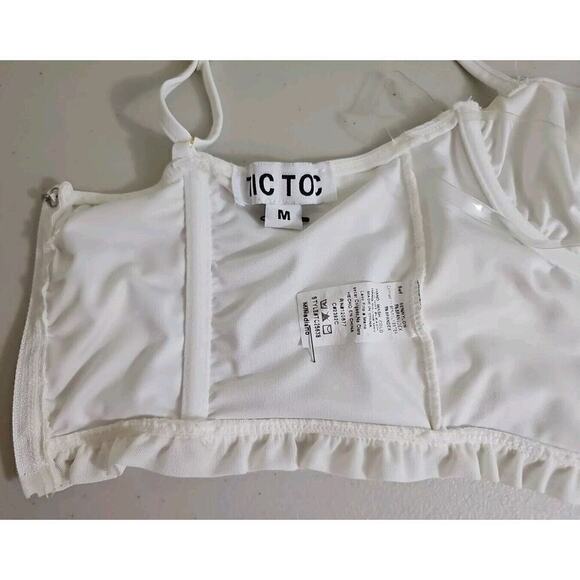 TicToc White Nylon Bra Bralette Bustier Corset Size M Crop Top. - Picture 8 of 9